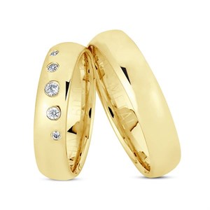 NURAN - Vielsesringe i 8-14kt. guld m. 0,09ct. diamanter